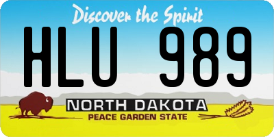 ND license plate HLU989