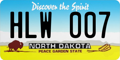 ND license plate HLW007