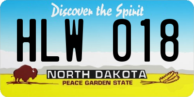 ND license plate HLW018