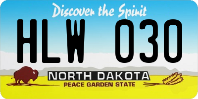 ND license plate HLW030