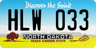 ND license plate HLW033