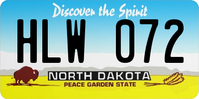 ND license plate HLW072