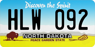 ND license plate HLW092