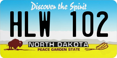 ND license plate HLW102