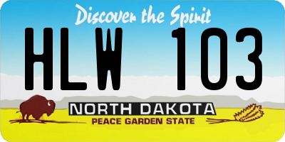 ND license plate HLW103