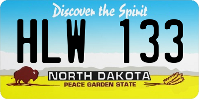 ND license plate HLW133