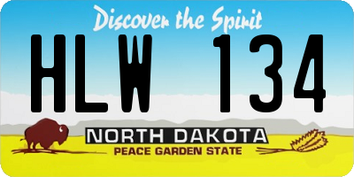 ND license plate HLW134
