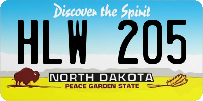 ND license plate HLW205