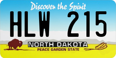 ND license plate HLW215