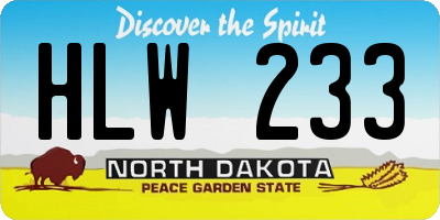 ND license plate HLW233