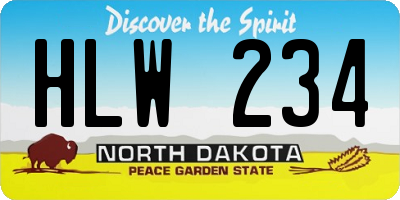 ND license plate HLW234