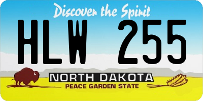 ND license plate HLW255