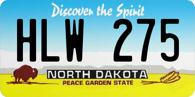 ND license plate HLW275