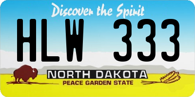 ND license plate HLW333