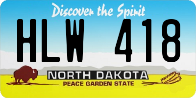 ND license plate HLW418