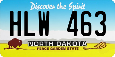 ND license plate HLW463