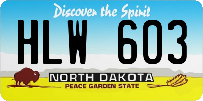 ND license plate HLW603