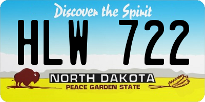 ND license plate HLW722