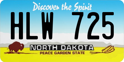 ND license plate HLW725