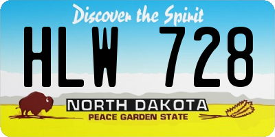 ND license plate HLW728