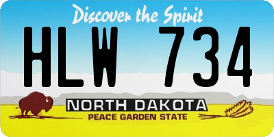 ND license plate HLW734