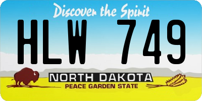 ND license plate HLW749