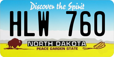 ND license plate HLW760