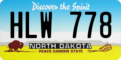 ND license plate HLW778