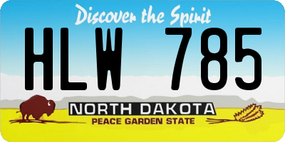 ND license plate HLW785