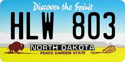 ND license plate HLW803