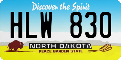 ND license plate HLW830