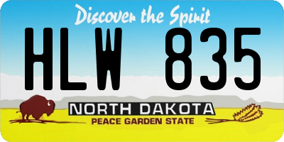 ND license plate HLW835