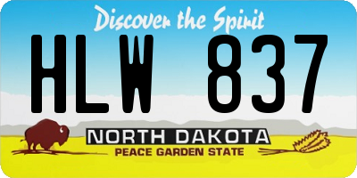 ND license plate HLW837