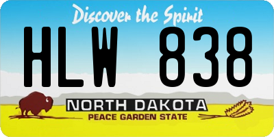 ND license plate HLW838