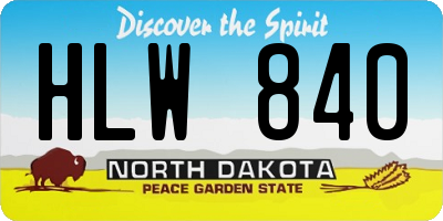 ND license plate HLW840