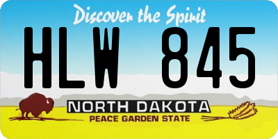 ND license plate HLW845