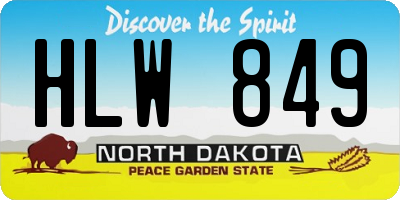 ND license plate HLW849