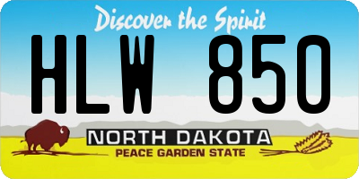 ND license plate HLW850