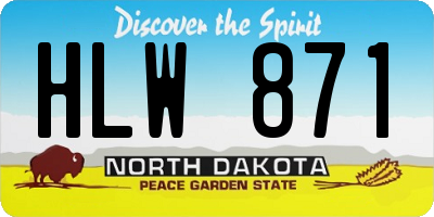 ND license plate HLW871