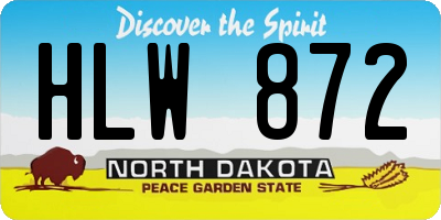 ND license plate HLW872