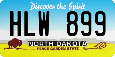 ND license plate HLW899