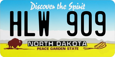 ND license plate HLW909