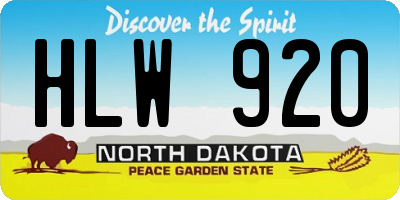 ND license plate HLW920