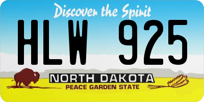 ND license plate HLW925