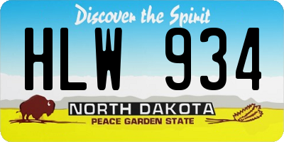 ND license plate HLW934