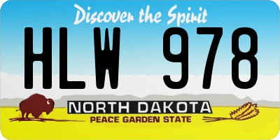 ND license plate HLW978