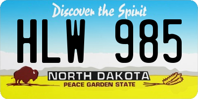 ND license plate HLW985