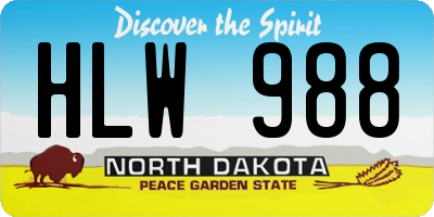 ND license plate HLW988