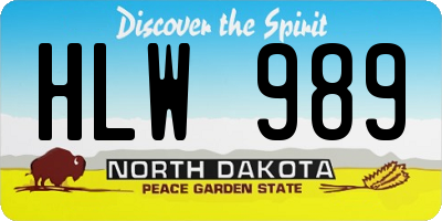 ND license plate HLW989