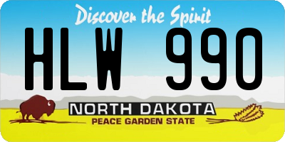 ND license plate HLW990